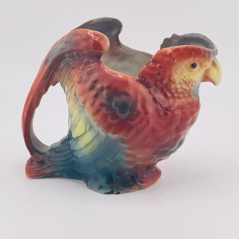 Antique‎ Royal Bayreuth Porcelain Figural Parrot Creamer Cream Jug Pitcher